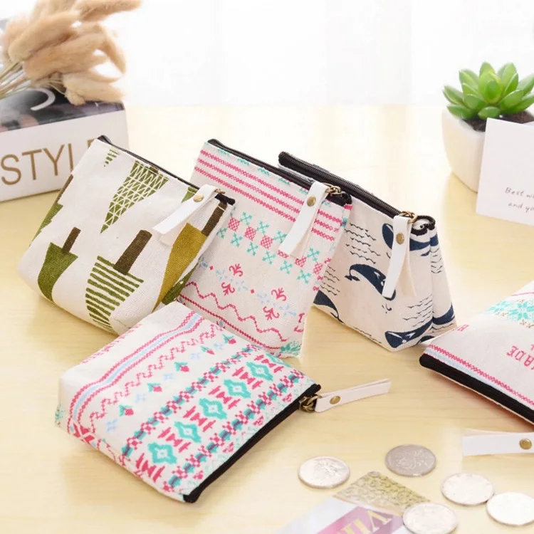 

Cute Korean-style Fabric Zip Forest Purse Coin Bag Simple Fashion Canvas Cartoon Key