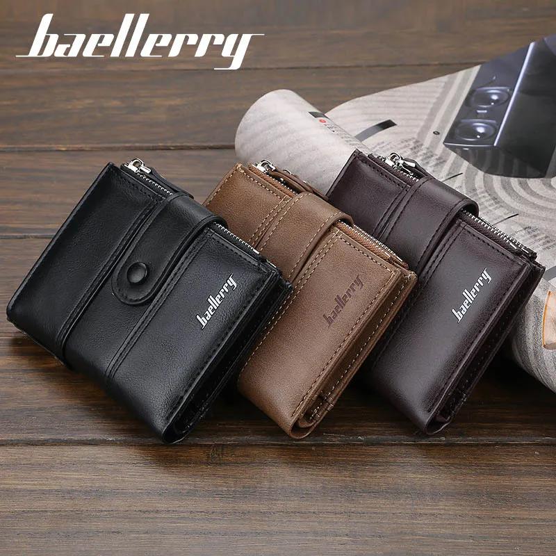 Baellerry, маленький мужской кошелек, кошелек для монет, держатель для карт, дизайнерский, на молнии, мужской кожаный кошелек, карман для монет, высокое качество, мужской клатч, кошелек