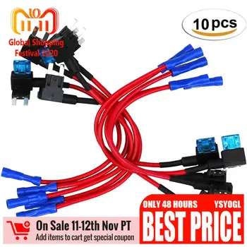 

10 Pcs Small Size auto Car Fuse Holder ACS Add-a-circuit TAP Adapter with 105A Micro Mini Standard ATM Blade Fuse