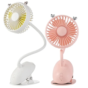

2 Pcs Usb Portable Clip on Stroller Fan, Flexible Bendable Mini Personal Desk Electric Fans with Rechargeable Battery Operated Q