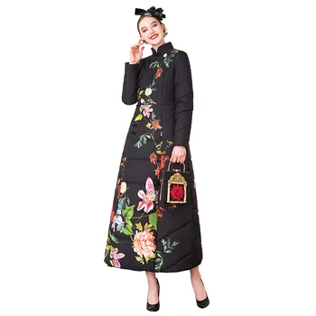 

Winter Chinese Style Long Coat for Women Wool Parkas Thick Full Length Coat Warm Outwear Girls Elegance Djellaba DZ2193