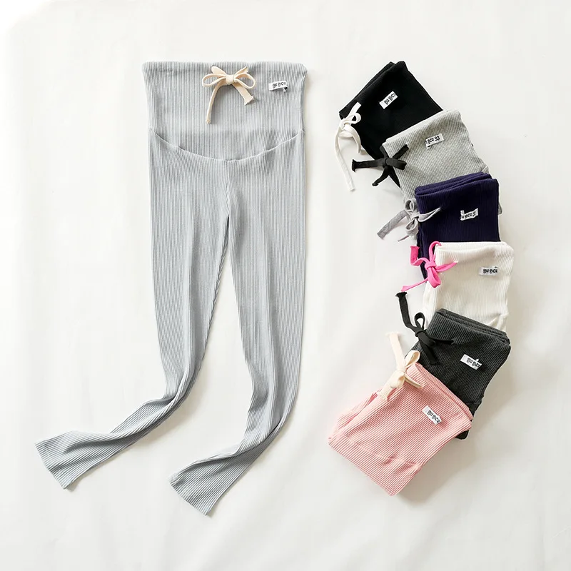 

Pure Cotton Pregnant Women Thread Leggings Photo Shoot South Korea Maternity Clothes Versatile Drawstring Pregnant Women Pants A