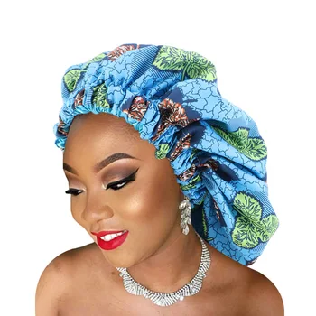 New Extra large printed double-layered nightcap African pattern print fabric Ankara stretch wide-brimmed hat night sleep hat multi brimmed sinamay hat