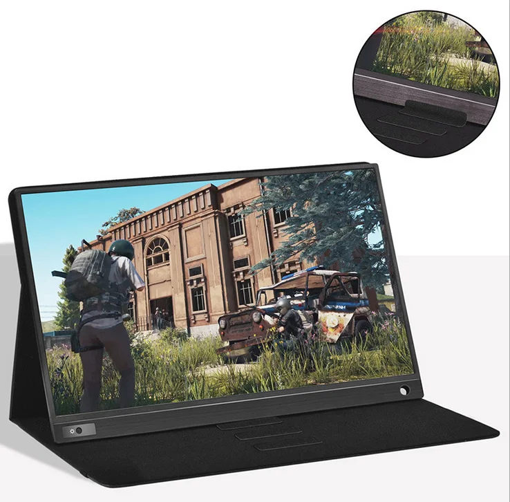 No battery and Touch Портативный монитор 15,6 ”светодиодный usb type C Hdmi игровой монитор ips 1080p HD дисплей для PS4 ноутбука телефона Xbox переключатель ПК с Чехол - Цвет: No battery and Touch
