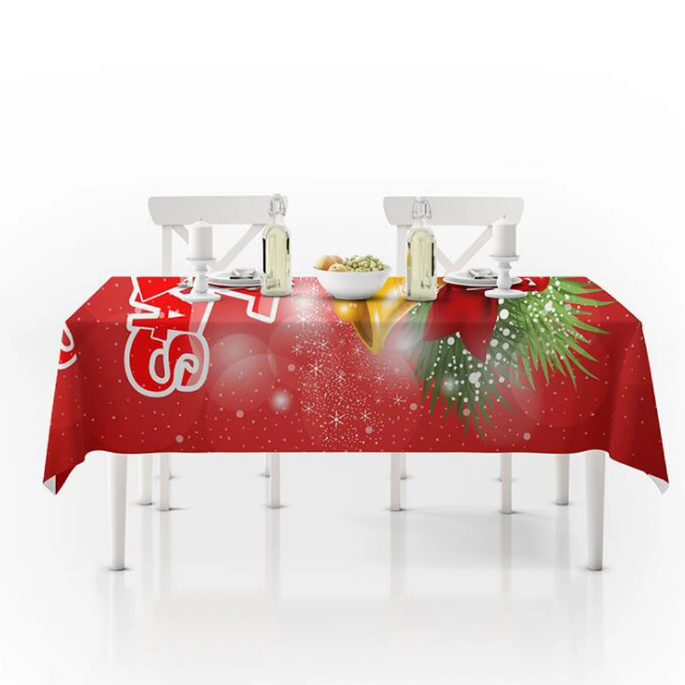 3d скатерть для кухонного стола, изысканный Рождественский подарок, узор колокольчика, водонепроницаемая ткань, плотная прямоугольная Свадебная Рождественская скатерть