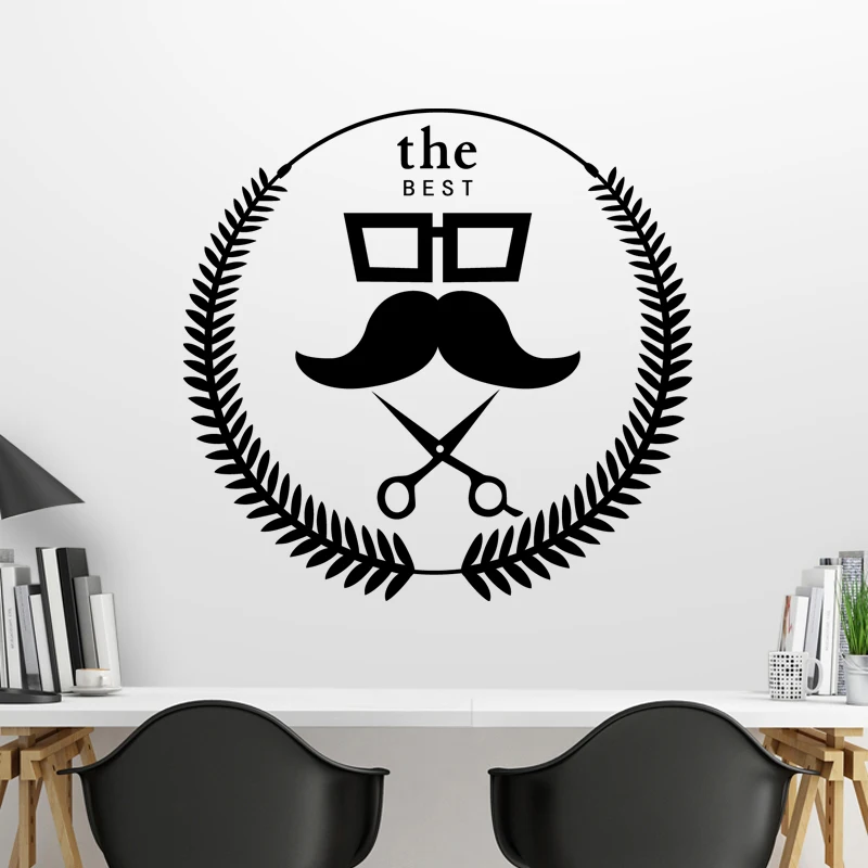 Barbershop Sticker Bread Decal Customized Vinyl Wall Art Decor Windows Decoration Haircut Shavers Glass Barber Shop Decals | Дом и сад