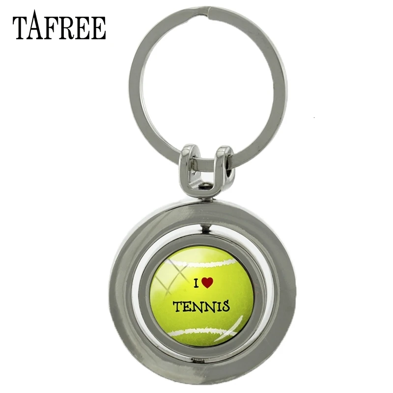 TAFREE I LOVE TENNIS вращающаяся Подвеска Брелок сувенир Поворотная цепочка для ключей круглый брелок для спортивных фанатов модное ювелирное изделие SP678