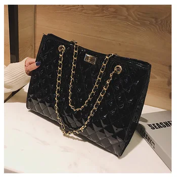

Luxury Handbags For Women Chain Large Shoulder Bags Female Travel Bag Patent Leather Brand Tote Designer Sac A Main Femme Purses