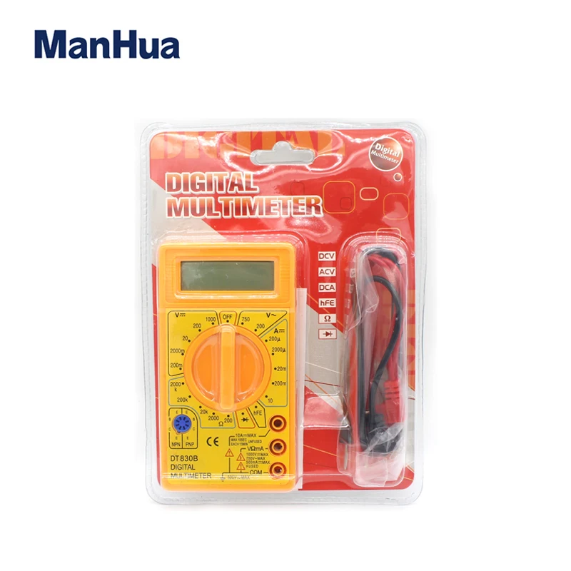Manhua DT-830B ЖК-дисплей защита от перегрузки напряжение тока тестовый зонд Цифровой вольтметр мультиметр ручной тест er