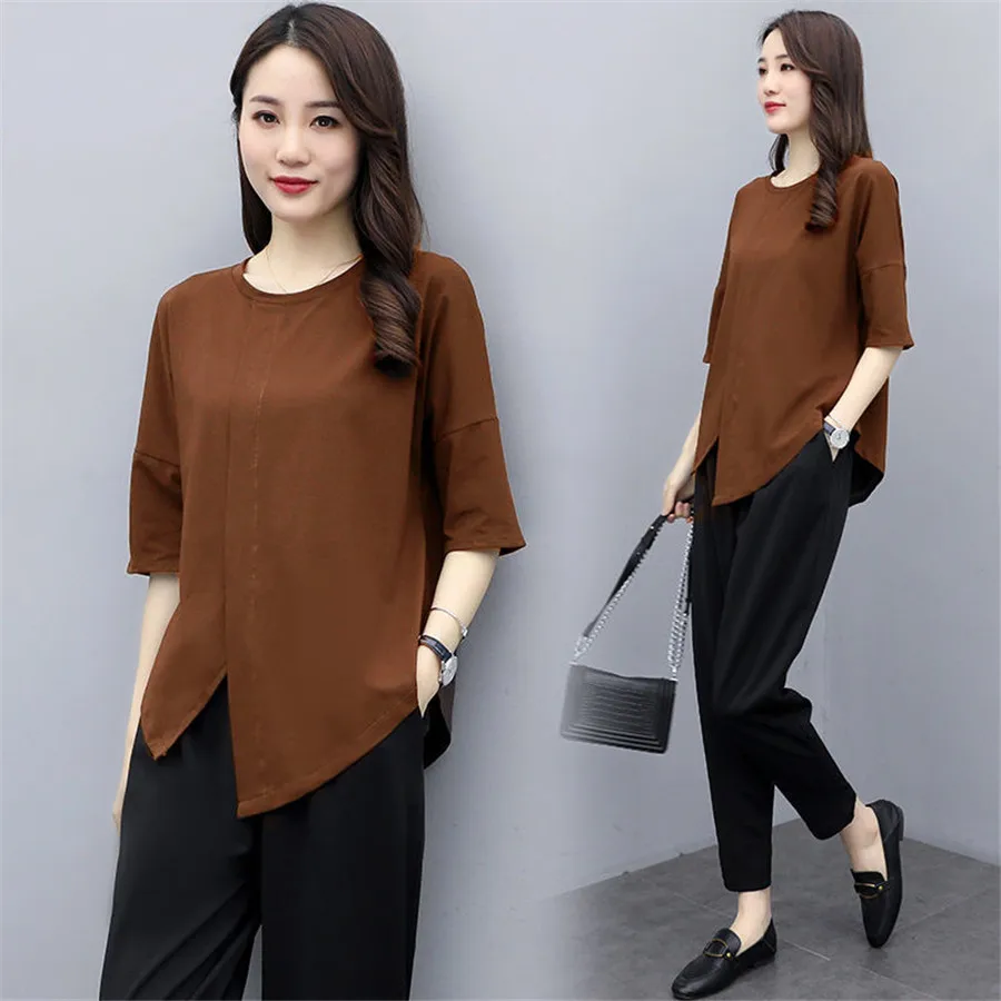 

Women Fashion Sportswear Clothes Suit 2021 Casual Spring summer Loose Style Tracksuit Female Pink Korean Two Piece Sets