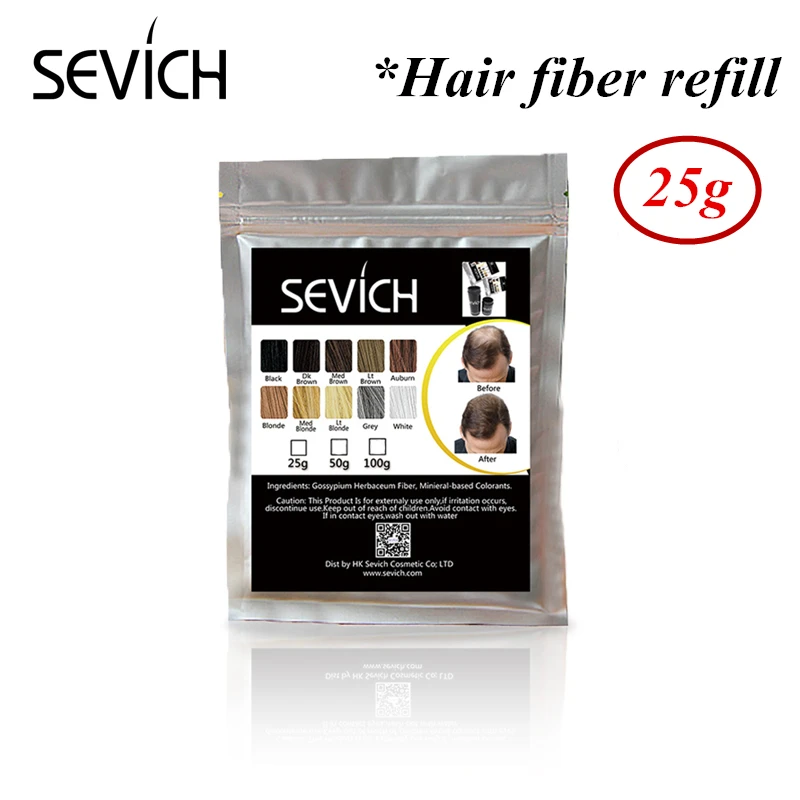 Sevich Beauty Hair Loss Treatment Concealer Hair Fiber Keratin Building Fibre Styling powder Refill 25g 10colors hair building powder hair building fibers