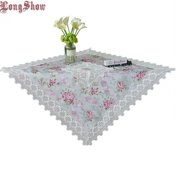 

Creative Unique Elegant Patchwork Design Green Jacquard Cover For Cabinet Embroidered Lace Modern Tablecloth For Home Decoration