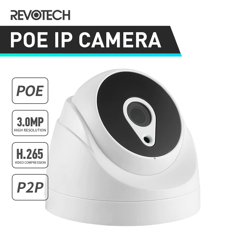 Камера видеонаблюдения H.265 POE HD 3MP 1296P / 1080P 24 светодиодный инфракрасная купольная