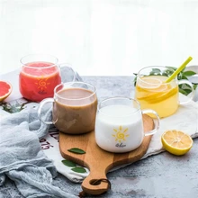 Оригинальность прекрасный кофе кружки бытовой офис прозрачное стекло для завтрака молочный фруктовый сок рождественские чашки маленькие узоры солнца