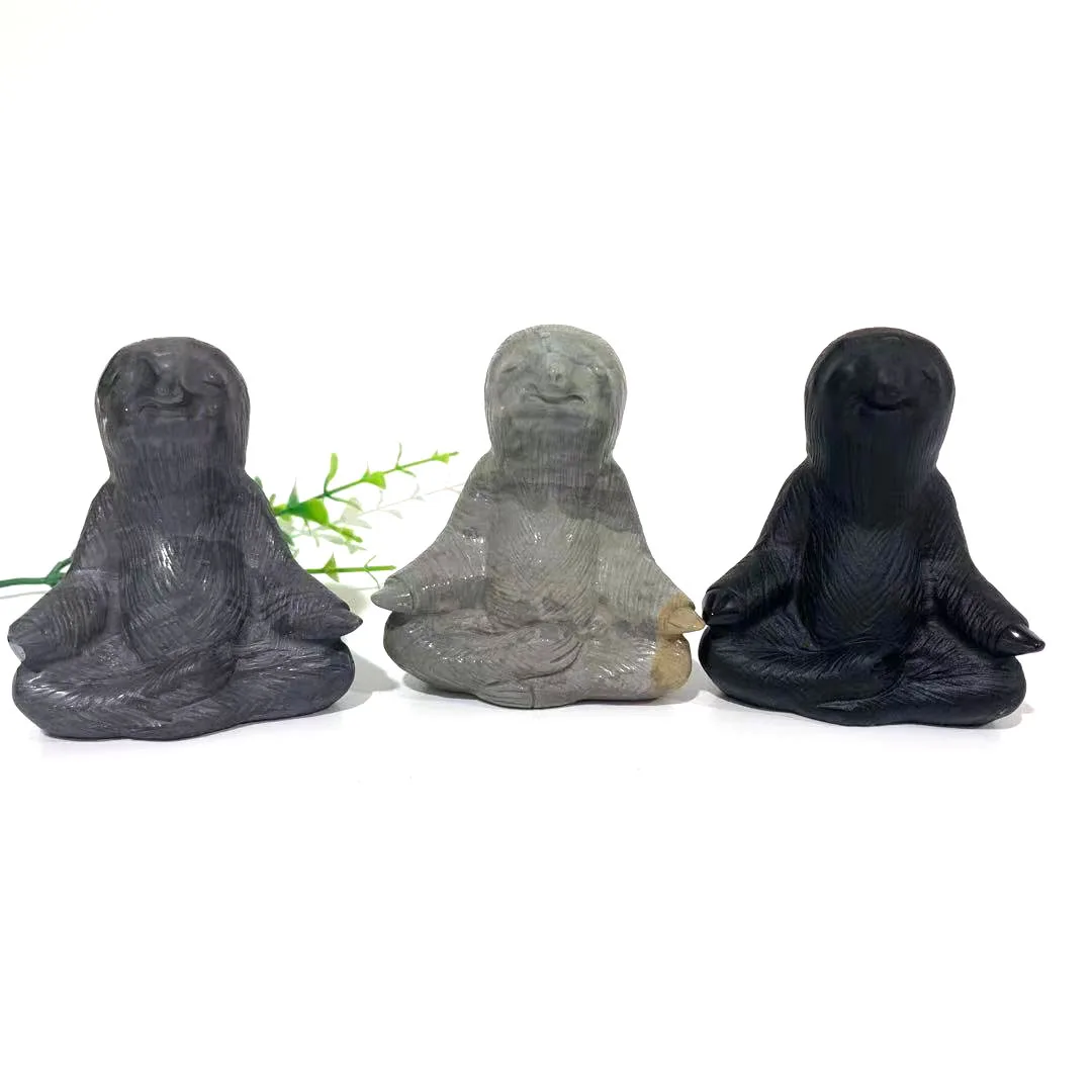 Free Shipping Natural Crystal Gemstone Hand Carved Yoga Sloth For Home Decoration_XCG | Дом и сад