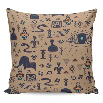 

Indigenous Elephant Snake Eyes Ethnic Pillow Covers Cases Pattern Cover Cushion Pillowcase Square Print