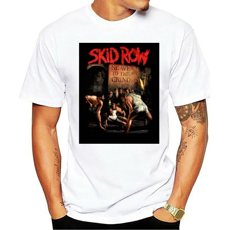 

2018 SKID ROW SLAVE TO THE GRIND91 SKIDROW DOKKEN RATT NEW BLACK T-SHIRT Printed T Shirts Mens Streetwear