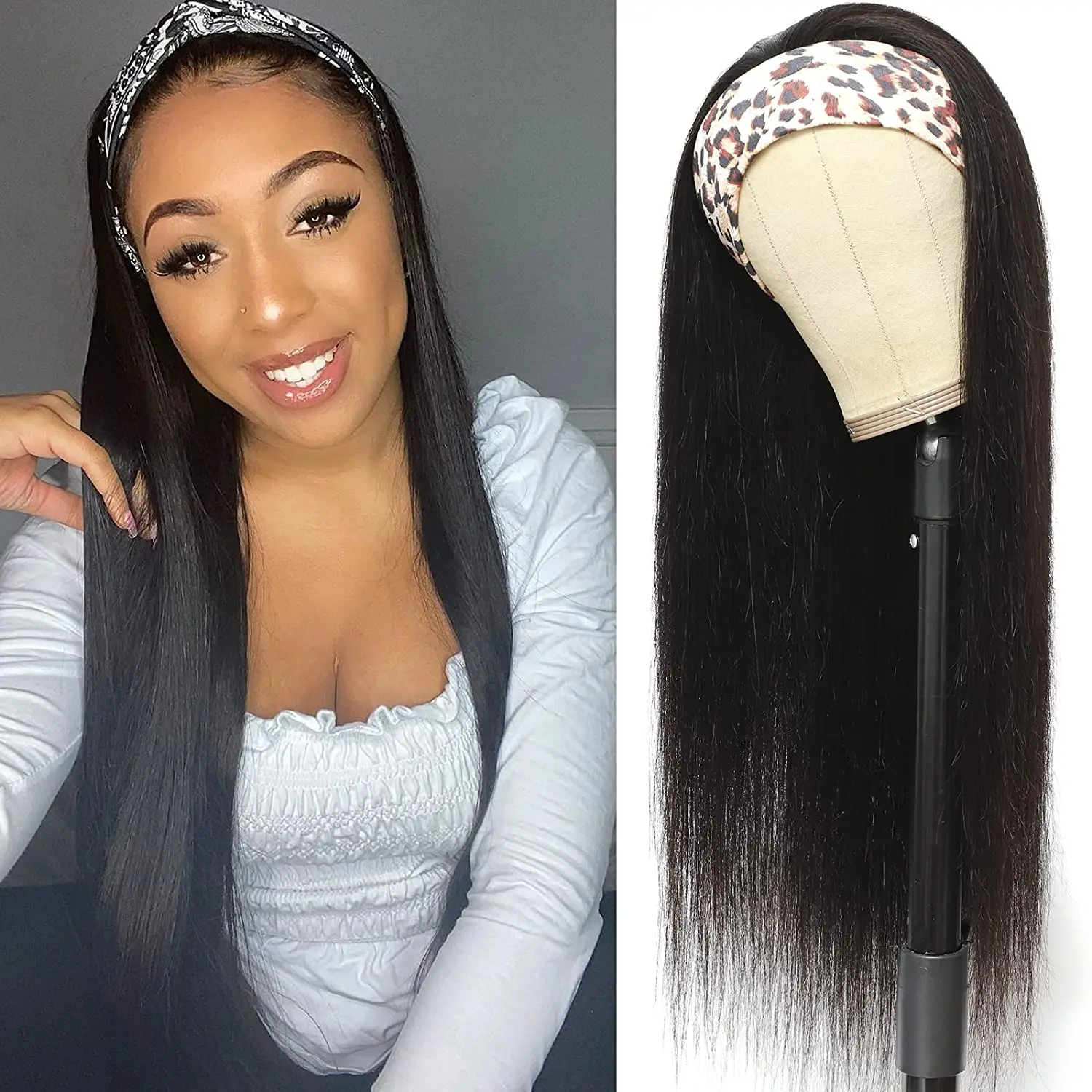 Alipretty Straight Headband Wigs Human Hair Wigs Full Machine Made Wig