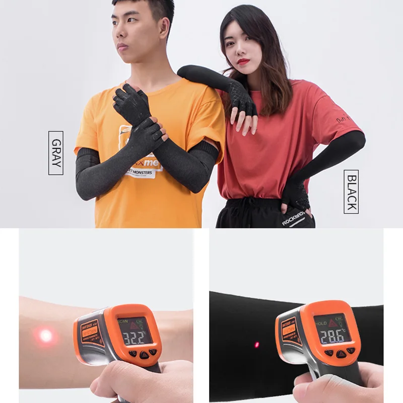 ROCKBROS 2 в 1 рукава для бега Защита от ультрафиолетовых лучей Дышащие спортивные перчатки для велоспорта фитнес Рыбалка для мужчин и женщин на руку теплые Рукава