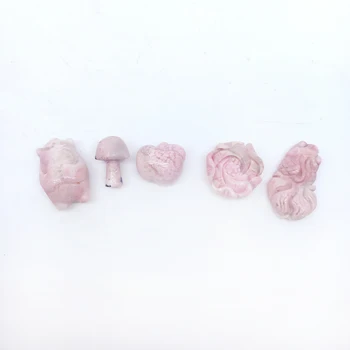 

Natural Pink Rhodonite Flower, Bear, Apple, Goldfish, Mushroom Pendant Quartz Crystal Necklace Healing Crystal Wedding Gift