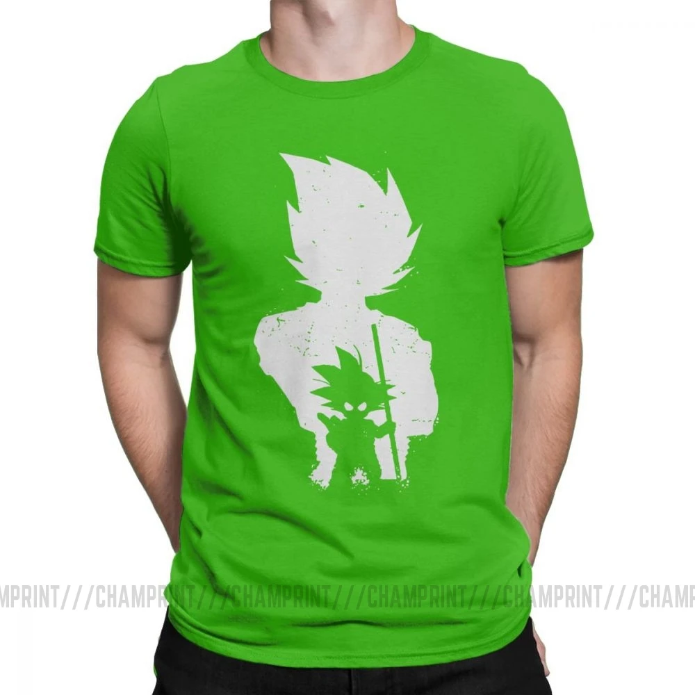 Goku силуэт Dragon Ball футболки мужские хлопок футболка Супер Saiyan Vegeta Dbz ультра Харадзюку Футболка короткий рукав размера плюс - Цвет: Зеленый