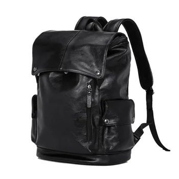 

Fashion Men's Large Capacity Mens Leather Backpack For Travel Casual mochila Men Daypacks Leather Travle Backpack PU bookbag