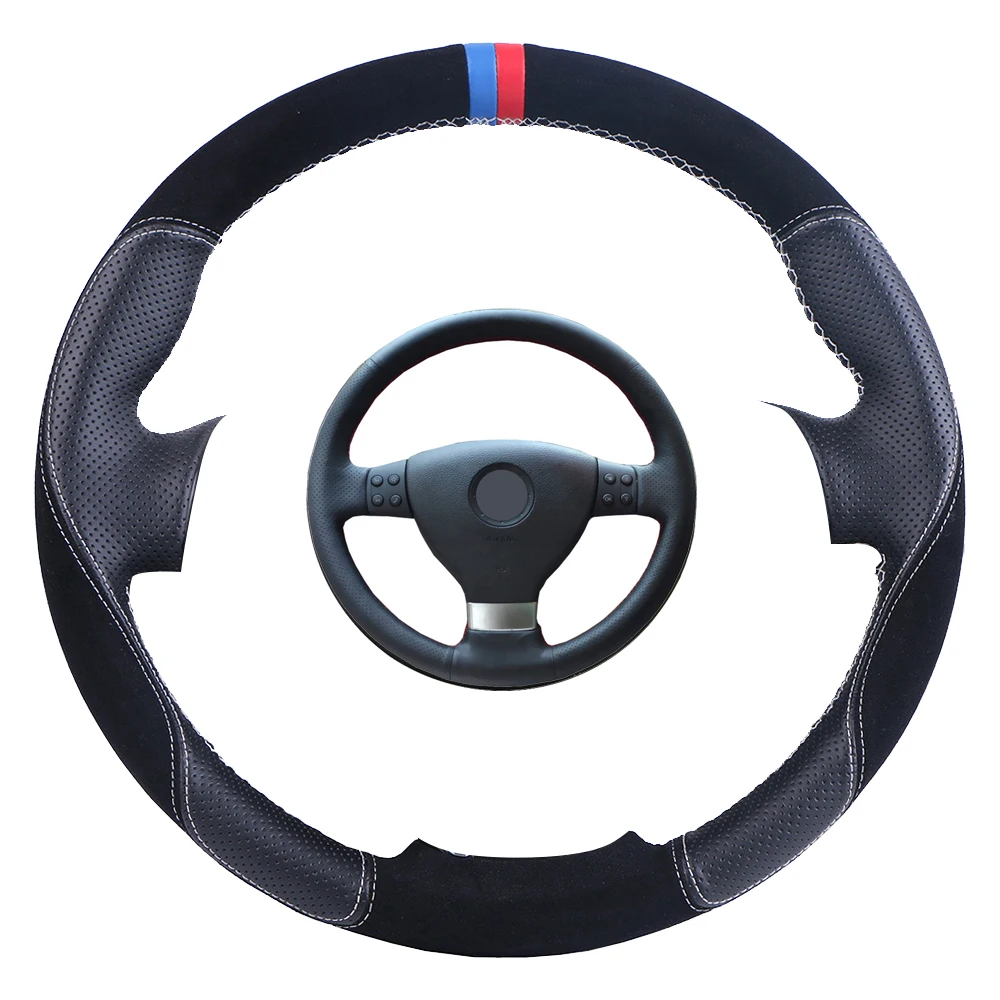 Suede Leather Car Steering Wheel Cover For Golf 5 Mk5 Passat B6 Jetta Tiguan 2007-2011/Custom Wrap braid | Автомобили и мотоциклы