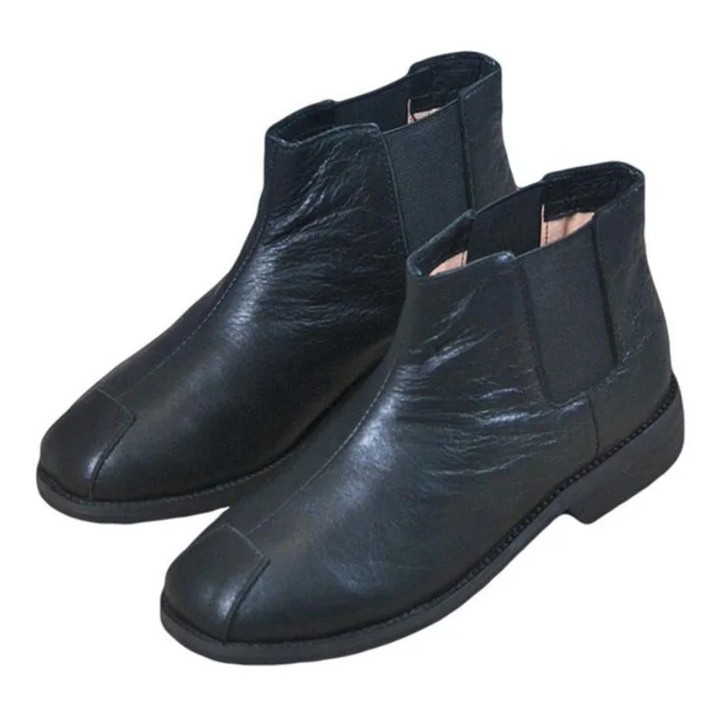 

2020 Ankle Boots for Women Genuine Leather Fashion Handmade Autumn Women Boots Silp On Ladies Flat shoes comfortable B1872