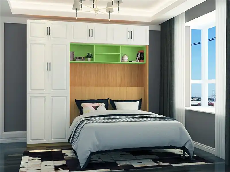 Cama De Pared De Madera Contrachapada Blanca De Diseno Moderno Con