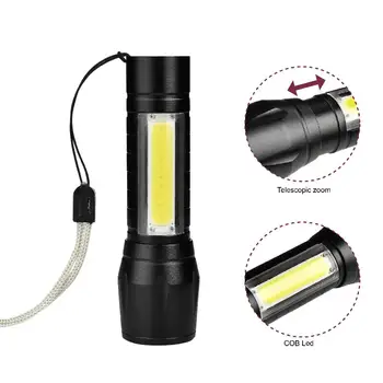 

Mini 1000LM XPE+COB LED Flashlight Built-in Battery 3 modes Pocket Clip Torch Light