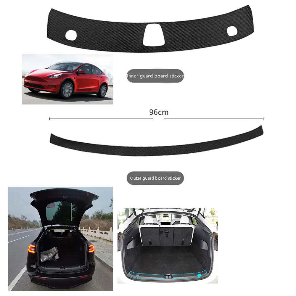 

For Tesla Model Y Carbon Fiber leather Rear Bumper Guard Sill Plate PU Leather Sticker