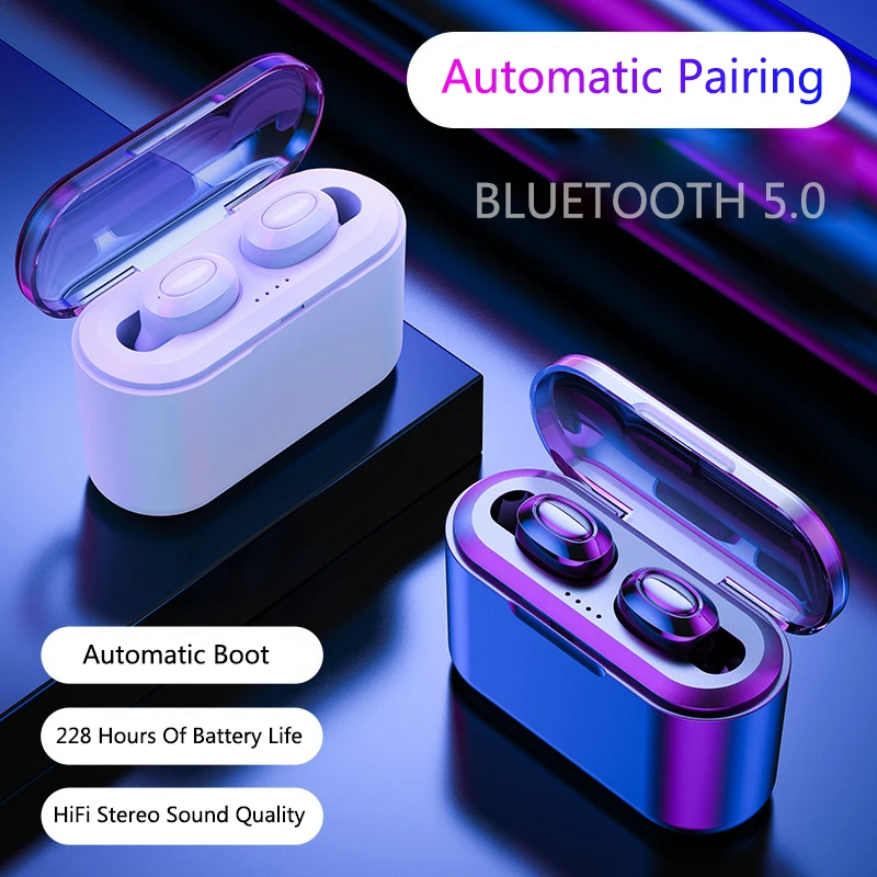 Online Auricolari Bluetooth Vero Cuffie Senza Fili 5.0 TWS in ear Auricolari IPX5 Impermeabile Mini Auricolare 3D Suono Stereo Sport Auricolare