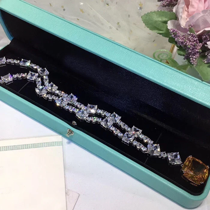 Designer Fashion 925 Silver Jewelry 3A Cubic Zirconia Party Necklace