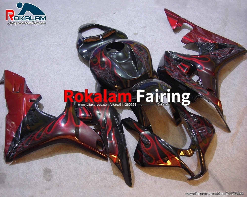 

Motorcycle Fairing For Honda CBR600RR F5 07 08 CBR 600RR 2007 2008 CBR 600RR Motorbike Red Flame Black Cover (Injection Molding)