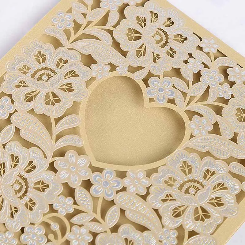  10pcs Laser Cut Wedding Invitations Cards Envelope Vintage Wedding Bridal Gift Greeting Card Kits E - 4.00034E+12
