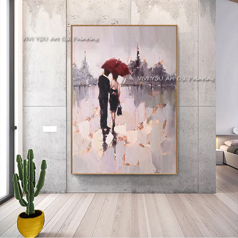 

Abstract Modern outdoor Landscape City Street View Handmade Oil Painting On Canvas Home Decor For Living room Unframed