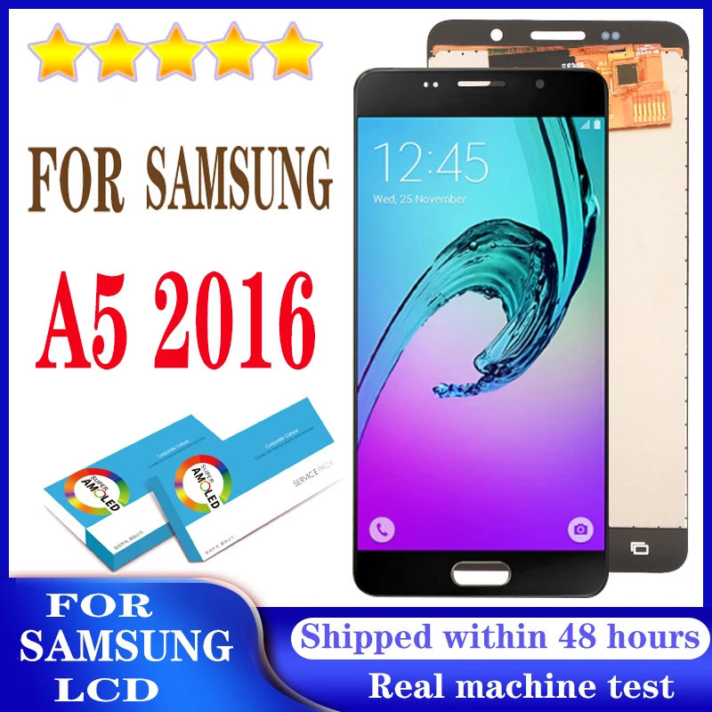 100% Original 5.2'' AMOLED Display for Samsung Galaxy A5 2016 A510 A510F A510M A510FD Full LCD Touch Screen Repair Parts | Мобильные