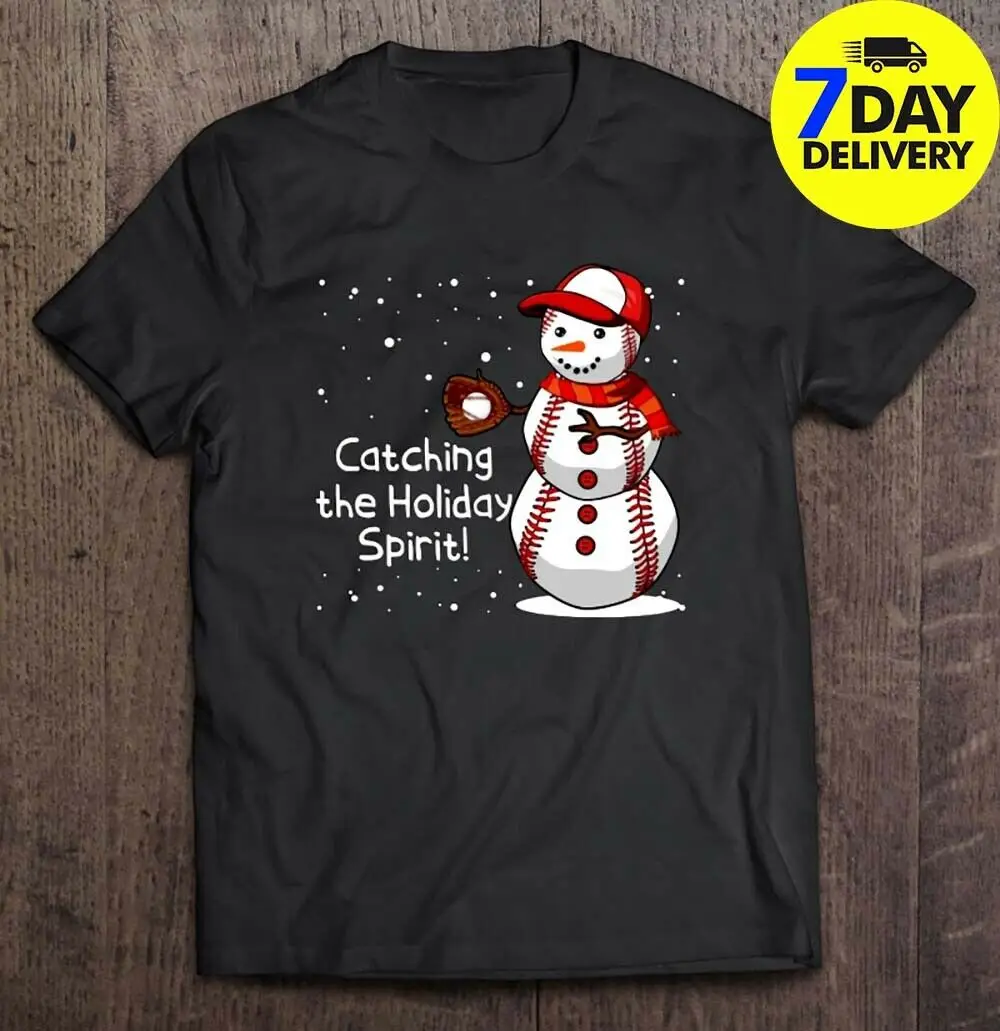 Catching The Holiday Spirit Baseball Christmas T-shirt size S-3XL | Мужская одежда