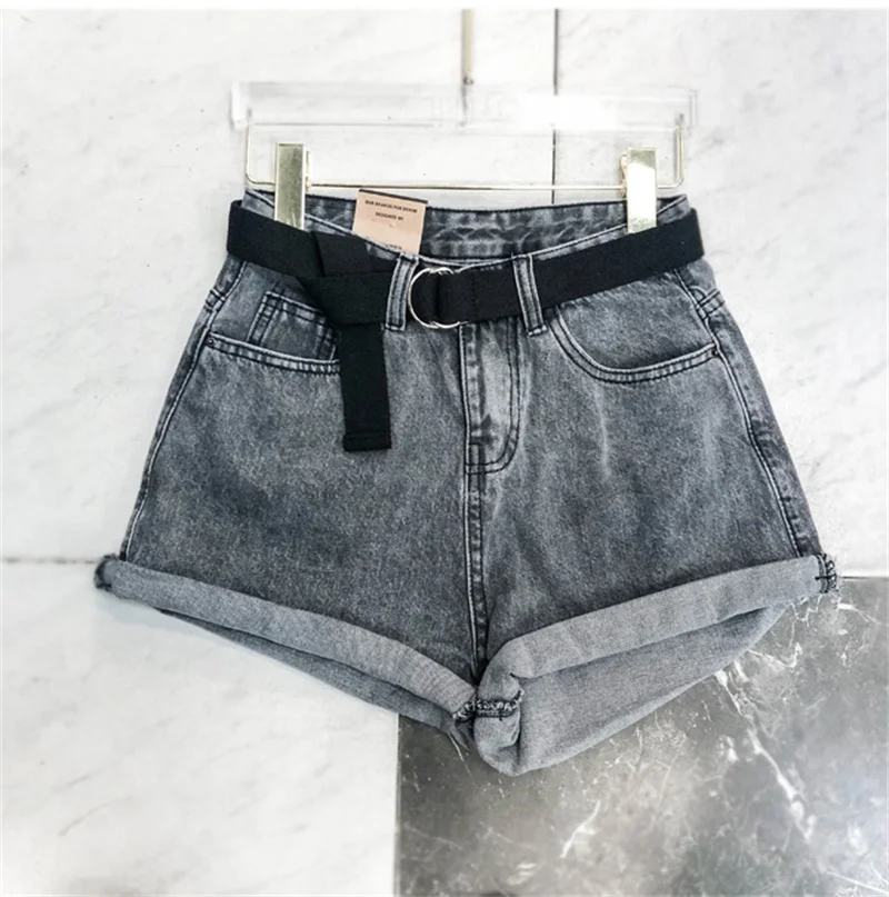 

Prowow 2020 New Summer Korean Style Thin Shorts High Button Crimping Feminino Casual Style Women All-Match Denim Loose Short
