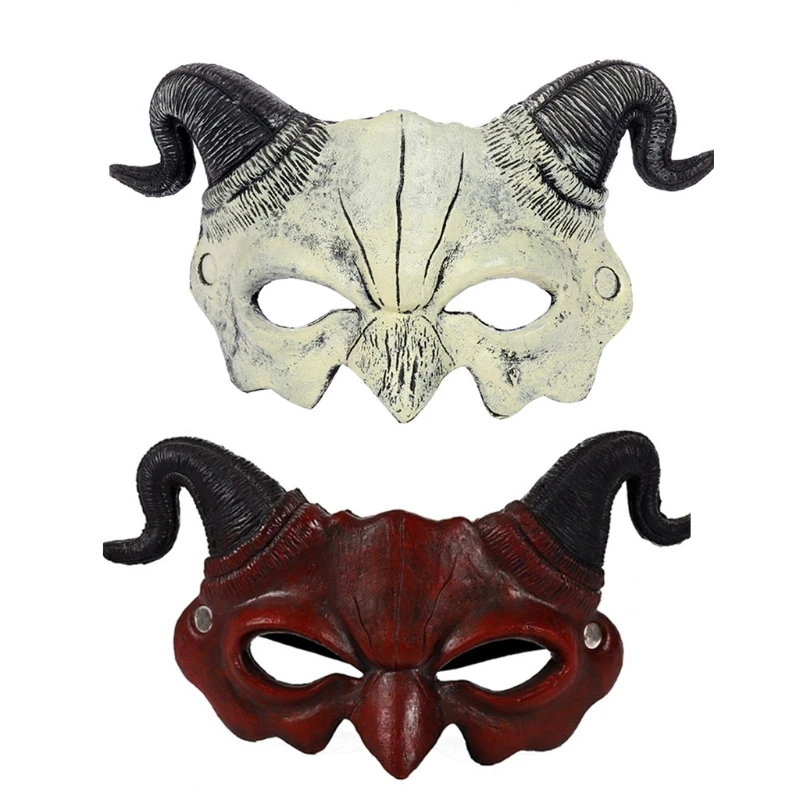 Creepy Party Deluxe Halloween Costume Party PU Animal Head Mask Demon Masks Cosplay Mask Half Face Anime