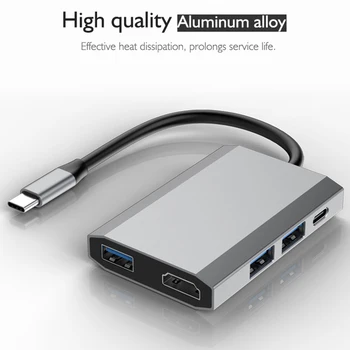 

Aluminium Alloy USB C Hub HDMI Converter 5 in 1 Type C to HDMI USB 3.0 PD Multiport Adaptor for Laptops Notebooks