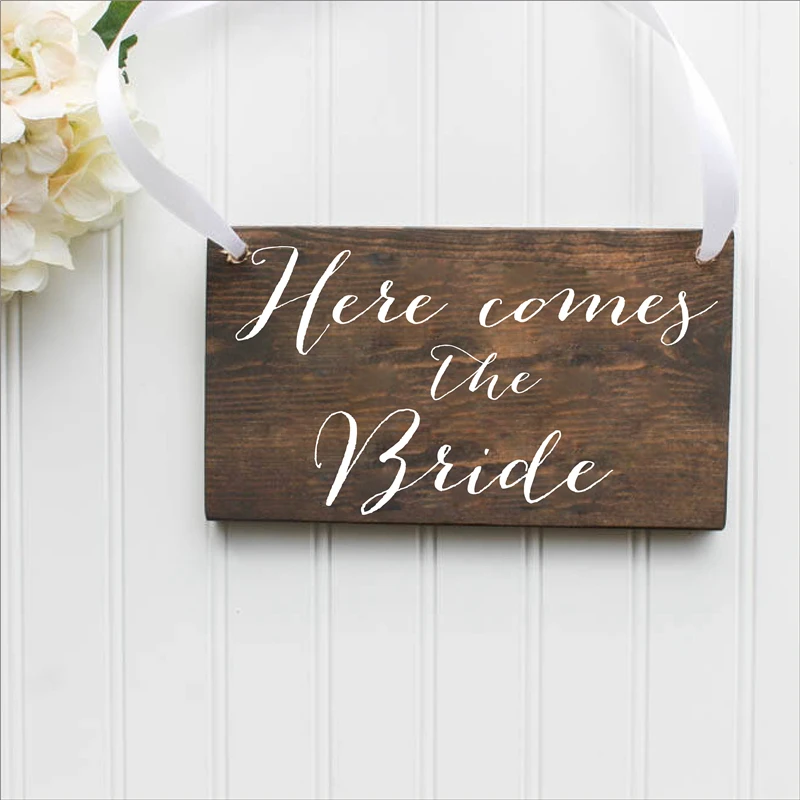 Wedding-Here-comes-the-Bride-Sign-Ringer-Bearer-Flower-Girl-Wedding-Stickers-Vinyl-Removable-Waterproof-decal (1)