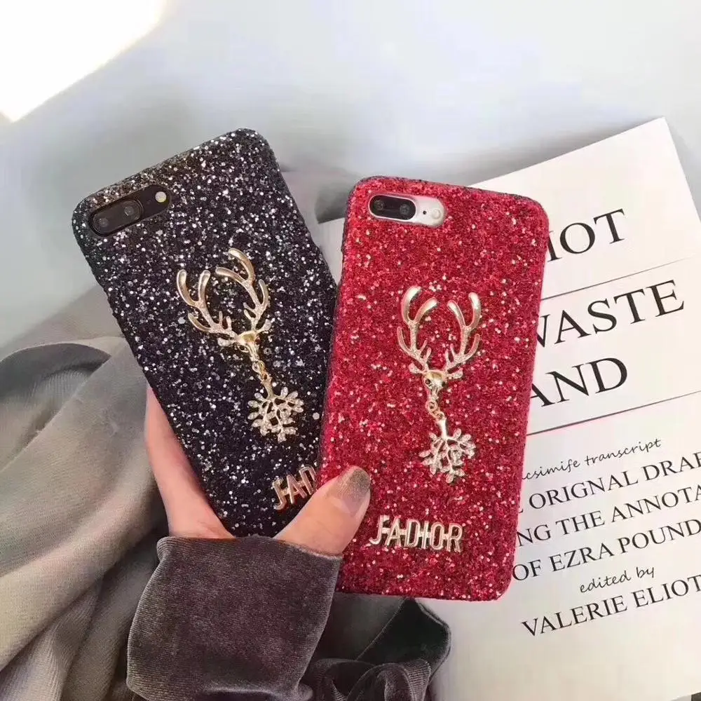 

For iphone 7 8plus phone case ip X XS max phone case Tide shell sequins hard shell thick flash elk XR 11 pro max rhinestone case