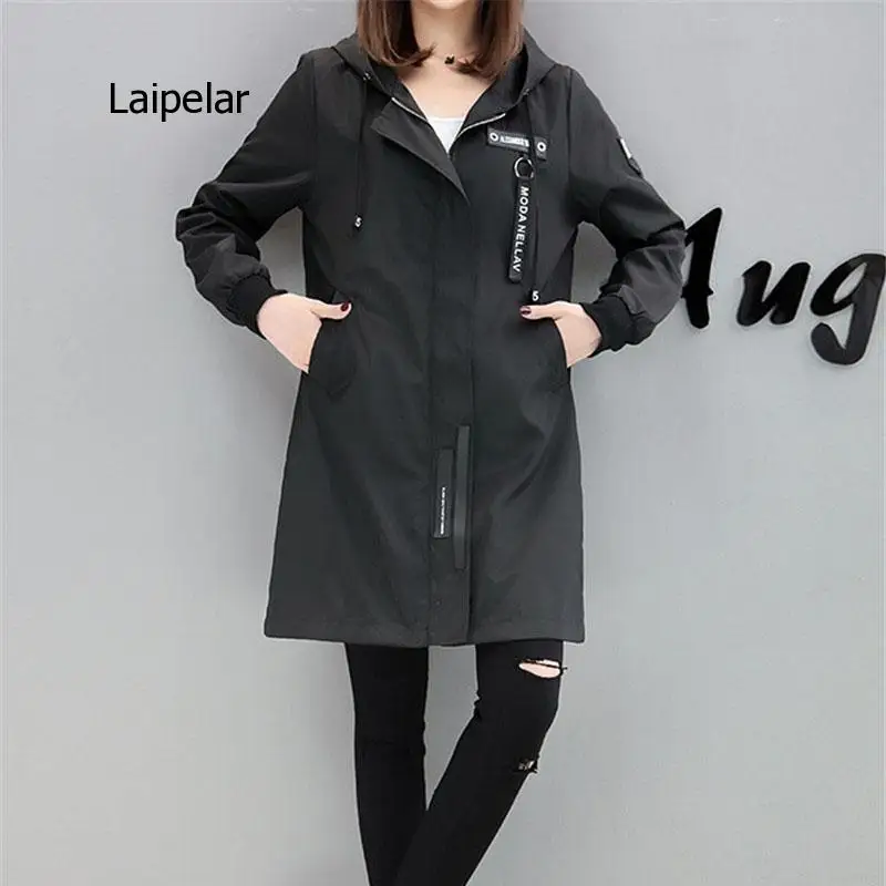 Womens Spring Autumn Hoodies Top  Slim Students Baseball Clothes Medium Length Windbreaker Coats