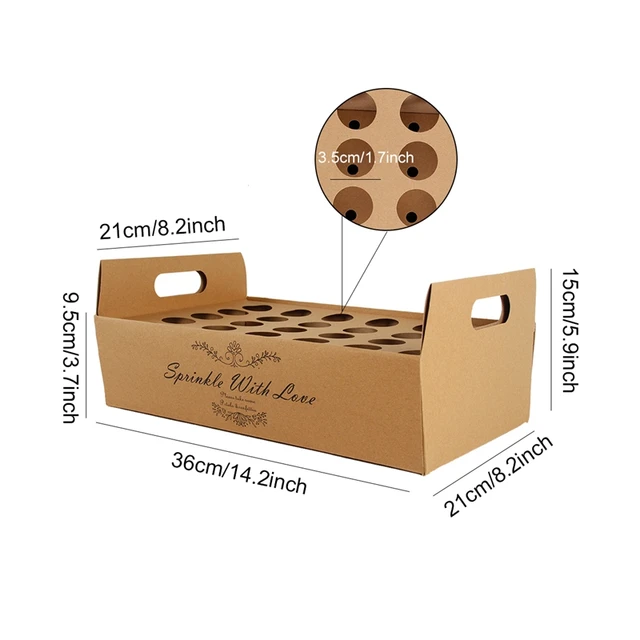 Caja de 20 soportes para confeti de boda, conos de confeti biodegradables y  bandeja de soporte, caja de cono de papel, 20 agujeros utilizados para