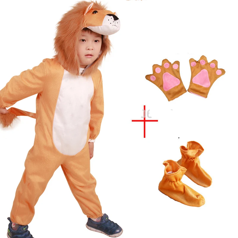costume gloves shoes Детский костюм льва для костюмированной вечеринки на Хэллоуин; одежда для выступлений с животными; перчатки; обувь - Цвет: costume gloves shoes