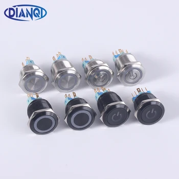 

22mm Waterproof Metal Push Button Switch With LED light RED BLUE GREEN YELLOW Self-locking and Momentary