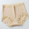 Ropa interior de algodón para mujer, bragas de encaje Sexy de cintura alta, calzoncillos de colores sólidos de talla grande, lencería femenina ► Foto 2/6