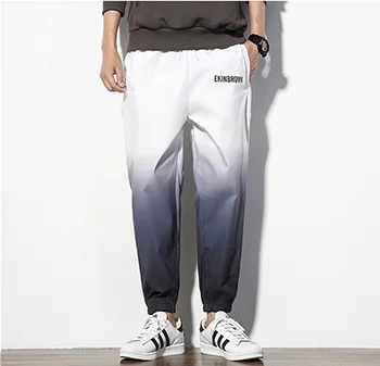 HCXY, мужские шаровары, мужские японские повседневные градиентные брюки, мужские брюки для бега, мужские мешковатые брюки с эластичной резинкой на талии - Цвет: white