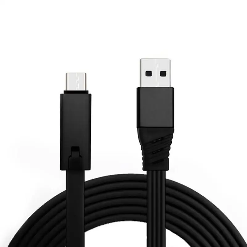 Black Cable Регулируемый usb-кабель, кабель для зарядки телефона для iPhone, быстрый ремонт, Android type C, многоразовая линия для мобильных телефонов - Цвет: Black Cable